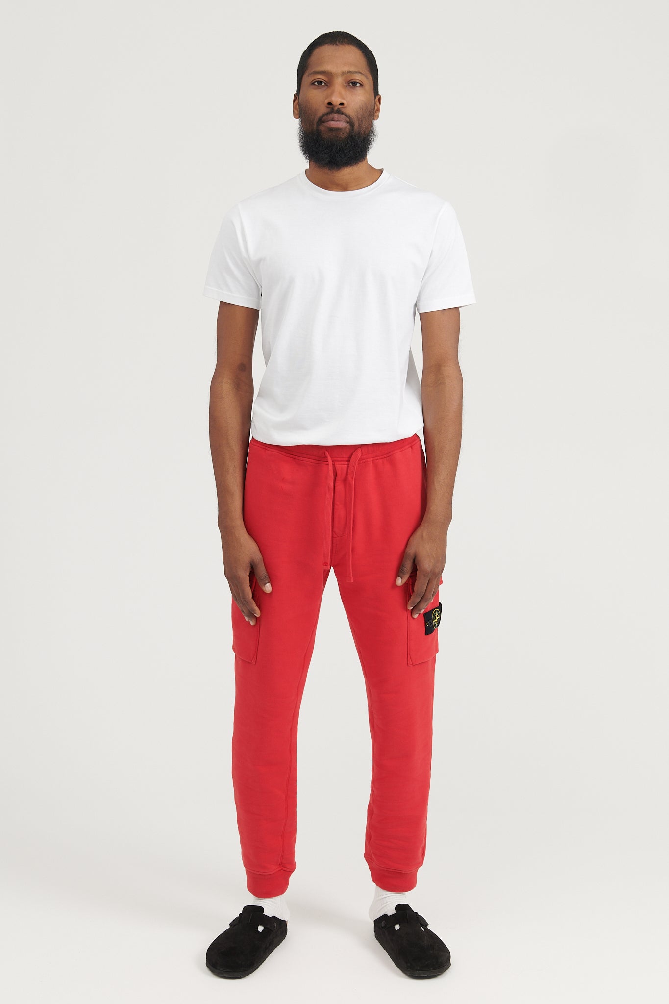 64720 Brushed Cotton Fleece Cargo Jogger Sweat Pants - Red