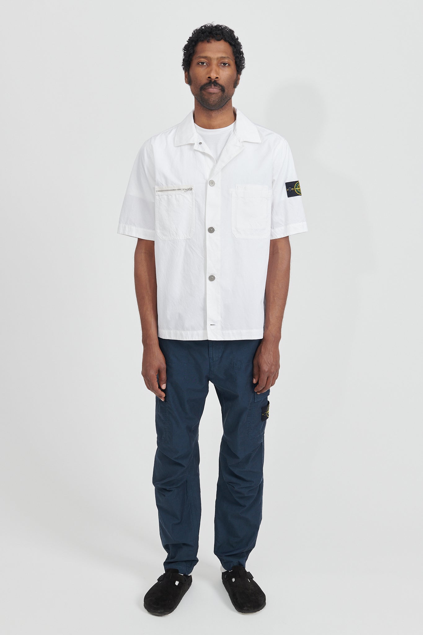 11429 Cupro Cotton Twill Overshirt M/Corta - White