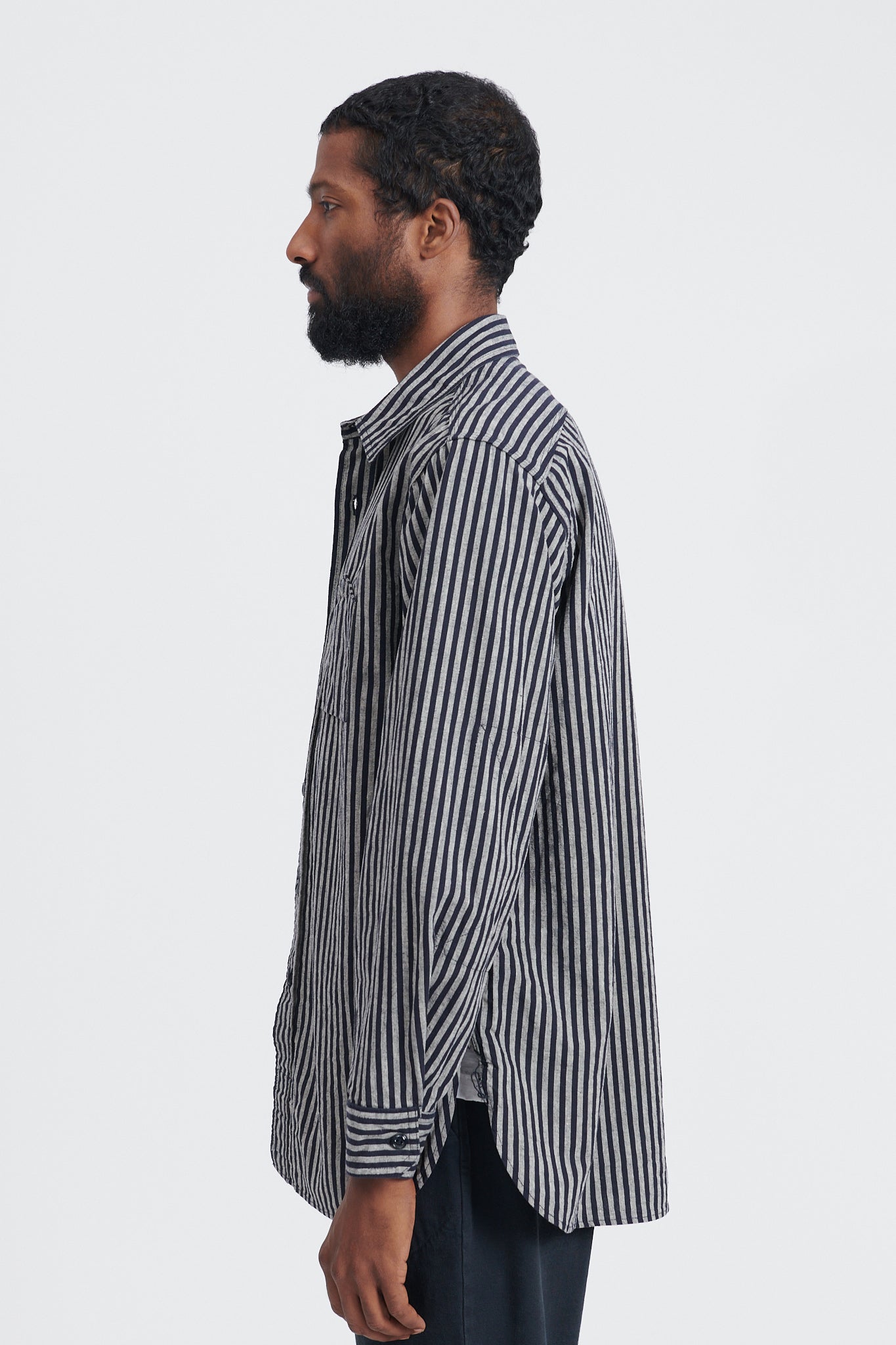 Work Shirt LC Wide Stripe - Navy/Grey