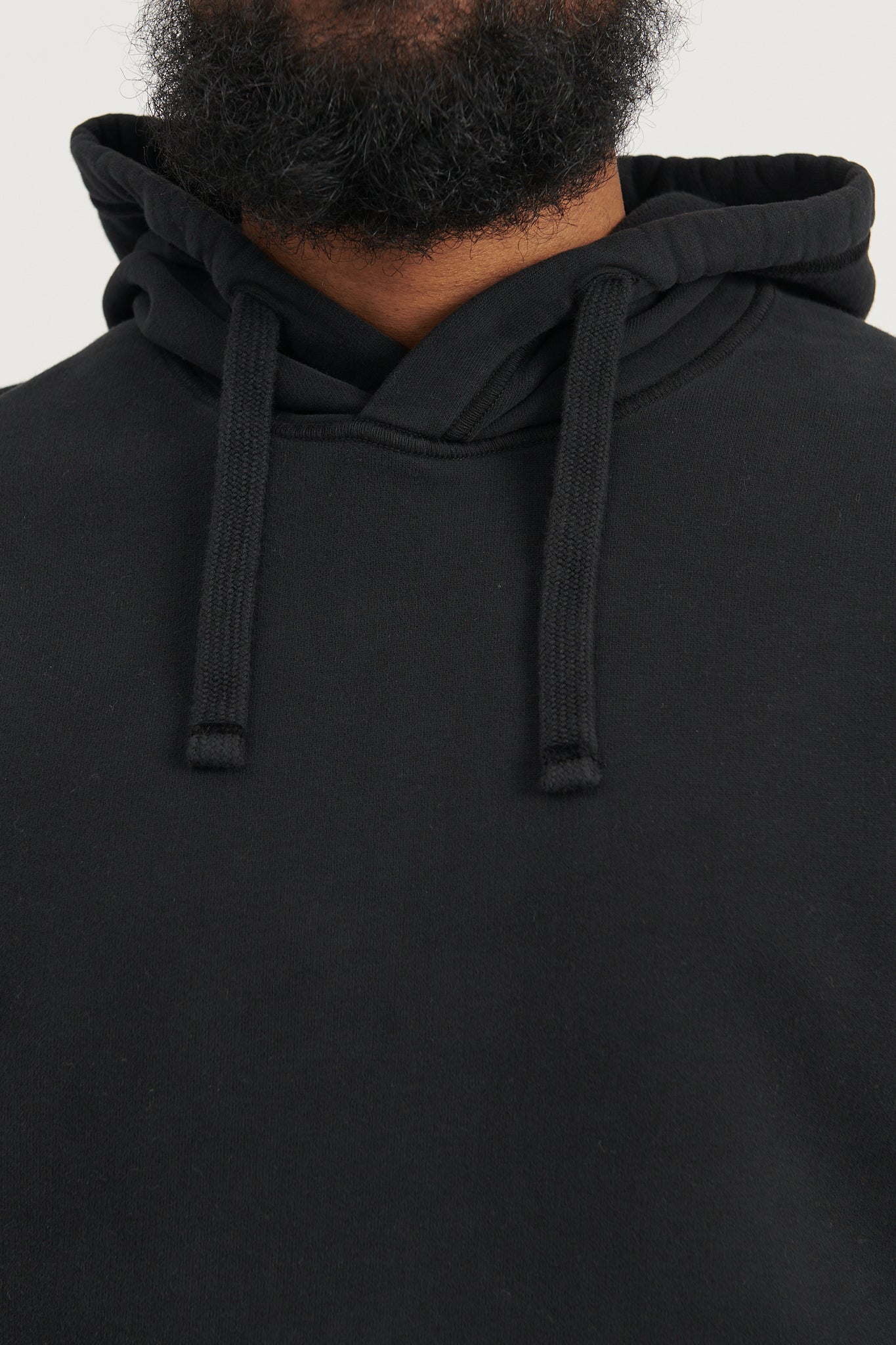 64120 Brushed Cotton Fleece Hooded Sweatshirt  - Black