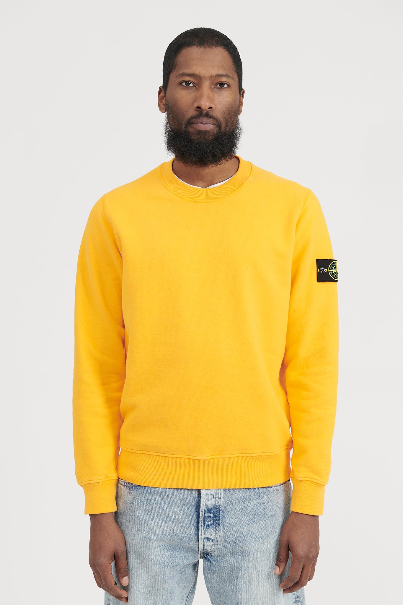 63020 Brushed Cotton Fleece Crewneck Sweatshirt  - Yellow