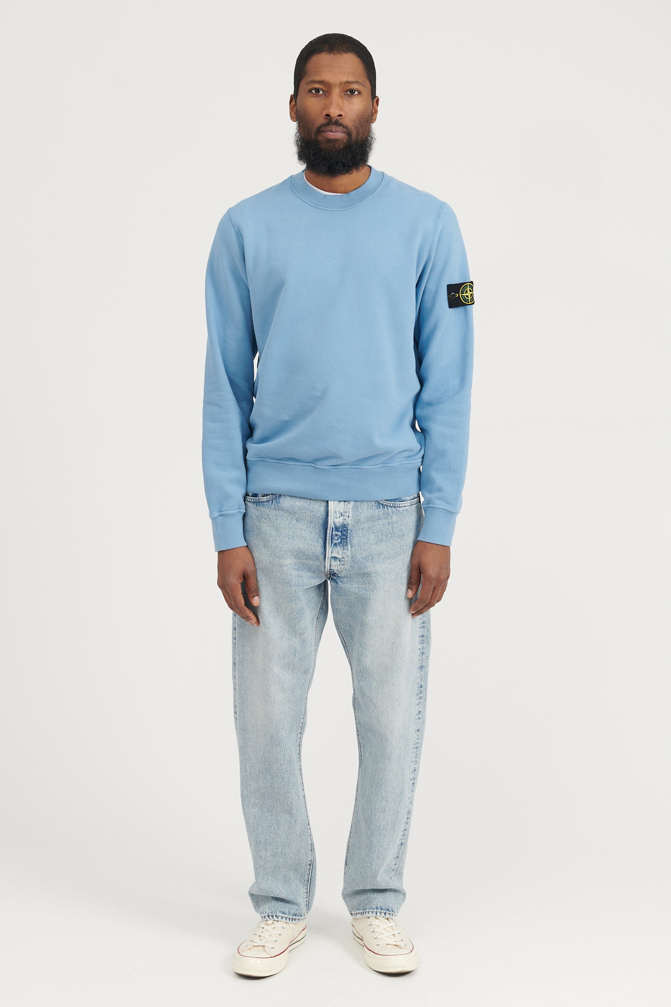 63020 Brushed Cotton Fleece Crewneck Sweatshirt - Mid Blue