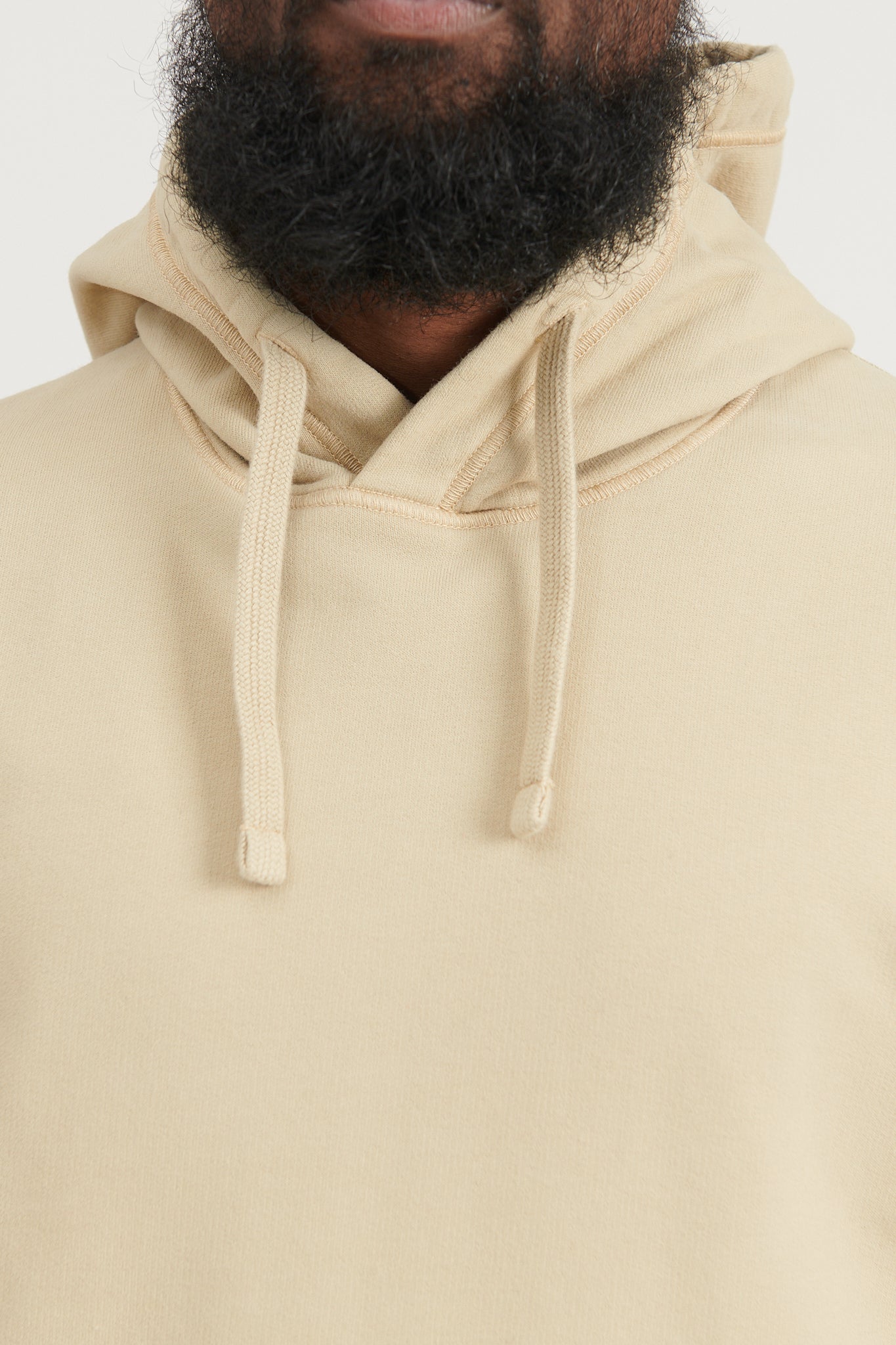 64120 Brushed Cotton Fleece Hooded Sweatshirt - Beige