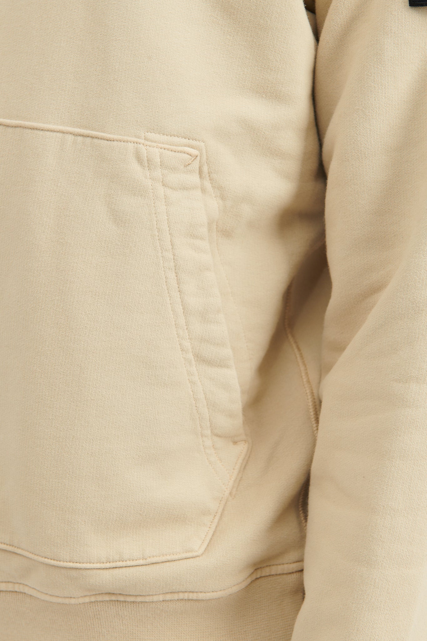 64120 Brushed Cotton Fleece Hooded Sweatshirt - Beige