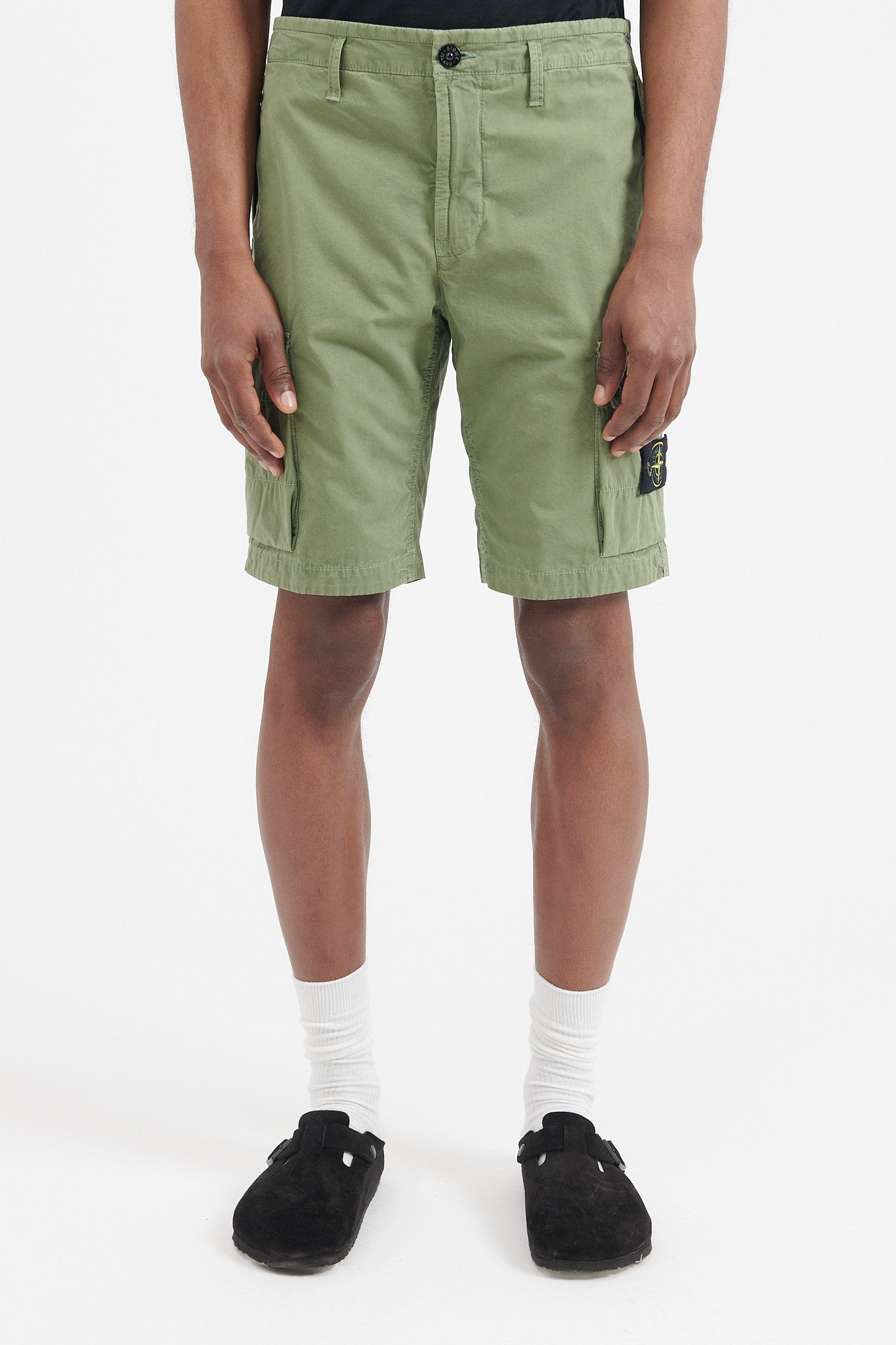 L11WA Brushed Cotton Canvas Bermuda Shorts Slim - Sage